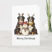 Vrolijk kerstrendier Berner Sennenhonden Feestdagen Kaart (Voorkant)