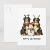 Vrolijk kerstrendier Berner Sennenhonden Feestdagenkaart (Voorkant / Achterkant)