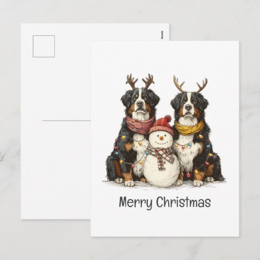 Vrolijk kerstrendier Berner Sennenhonden Feestdagenkaart (Voorkant / Achterkant)
