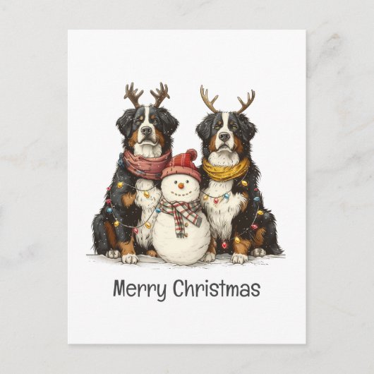 Vrolijk kerstrendier Berner Sennenhonden Feestdagenkaart (Voorkant)