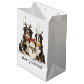 Vrolijk kerstrendier Berner Sennenhonden Medium Cadeauzakje (Voorkant Gekanteld)