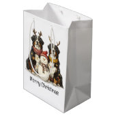Vrolijk kerstrendier Berner Sennenhonden Medium Cadeauzakje (Achterkant Gekanteld)