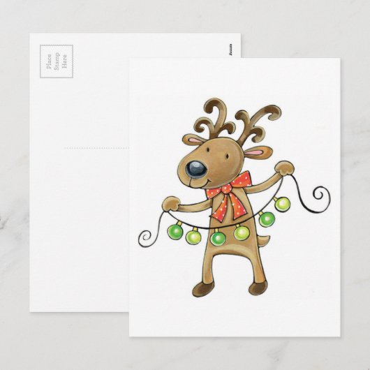 Vrolijk kerstrendier feestdagenkaart (Voorkant / Achterkant)