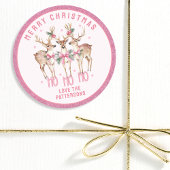 Vrolijk Kerstrendier gepersonaliseerde naam Ronde Sticker