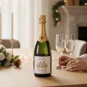 Vrolijk Kerstrendier gepersonaliseerde naam Sparkling Wijnetiket