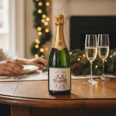 Vrolijk Kerstrendier gepersonaliseerde naam Sparkling Wijnetiket