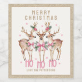 Vrolijk Kerstrendier gepersonaliseerde naam Wijn Etiket (Enkel label)