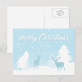 Vrolijk kerstrendier in een besneeuwd bos feestdagenkaart (Voorkant / Achterkant)