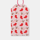 Vrolijk kerstrendier in een roodwitte rok cadeaulabel (Achterkant)