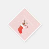 Vrolijk kerstrendier in een roodwitte rok servet (Hoek)