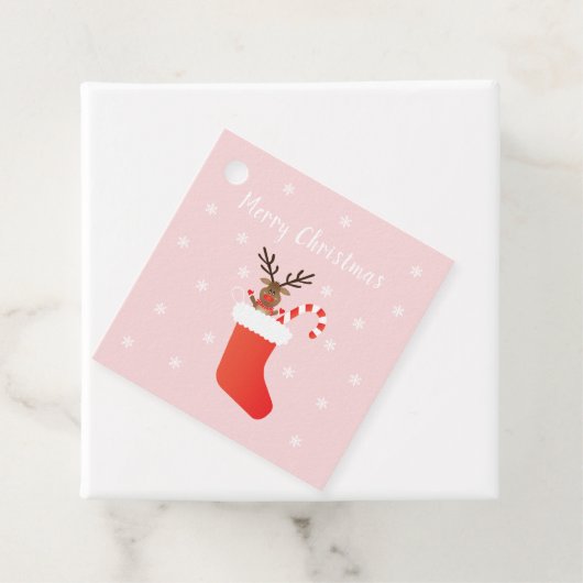 Vrolijk kerstrendier in een stopplaats bedankjes labels (In situ)