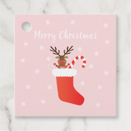 Vrolijk kerstrendier in een stopplaats bedankjes labels