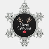 Vrolijk kerstrendier kerstcadeau tin sneeuwvlok ornament (Voorkant)