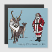 Vrolijk Kerstrendier & Kerstman Vakantiemagnet (Voorkant / Achterkant)