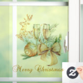 Vrolijk kerstrendier, Kogels, Wijnglas Raamsticker (Huis)