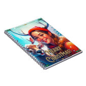 VROLIJK KERSTRENDIER MET GELUKKIG MEISJE NOTITIEBOEK (Rechterzijde)