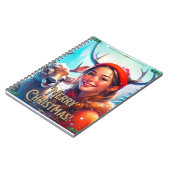 VROLIJK KERSTRENDIER MET GELUKKIG MEISJE NOTITIEBOEK (Linkerzijde)