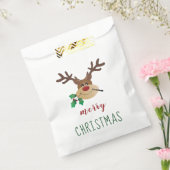 Vrolijk kerstrendier met mistletoe bedankzakje (Gezegeld)