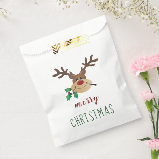 Vrolijk kerstrendier met mistletoe bedankzakje (Gezegeld)
