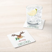 Vrolijk kerstrendier met mistletoe kartonnen onderzetters (Insitu)