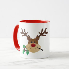 Vrolijk kerstrendier met mistletoe mok