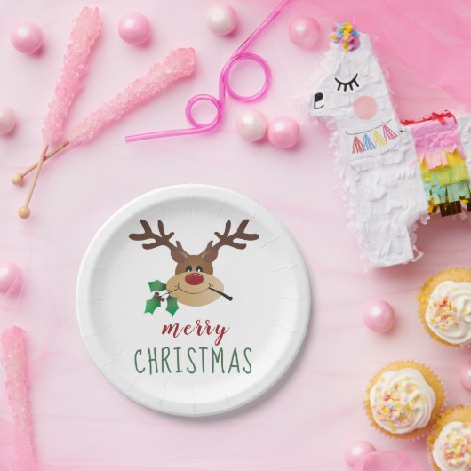 Vrolijk kerstrendier met mistletoe papieren bordje (Feest)