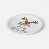 Vrolijk kerstrendier met mistletoe papieren bordje (Gekanteld)