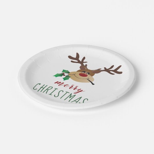 Vrolijk kerstrendier met mistletoe papieren bordje (Gekanteld)