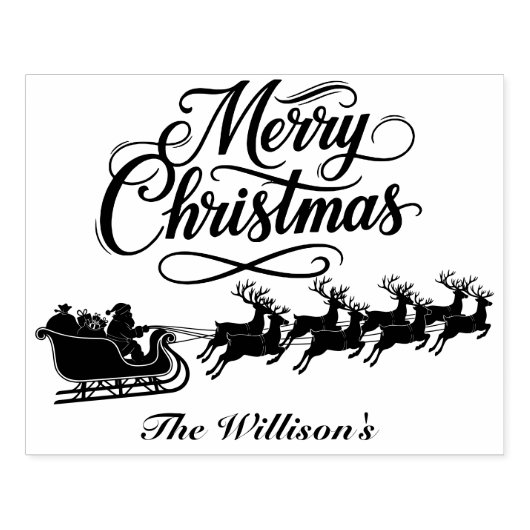 Vrolijk kerstrendier met naam rubberstempel (Afrduk)