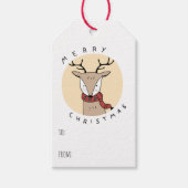 Vrolijk kerstrendier met sjaal cadeaulabel (Voorkant)