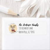 Vrolijk kerstrendier met sjaal etiket (Insitu)