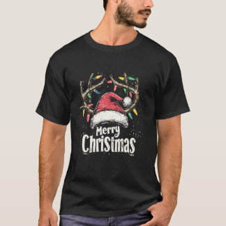 Vrolijk Kerstrendier Red Santa Hat Familie Mannen T-shirt