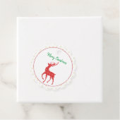 Vrolijk kerstrendier Red Twill Plaid Bedankjes Labels (In situ)