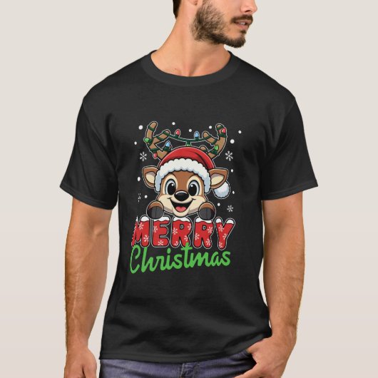 Vrolijk Kerstrendier Santa Xmas 2024 Vrouwen Fam T-shirt (Voorkant)