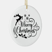 Vrolijk Kerstrendier Zwart & Wit Ornament (Rechts)