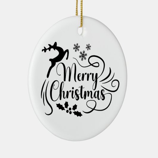 Vrolijk Kerstrendier Zwart & Wit Ornament (Rechts)