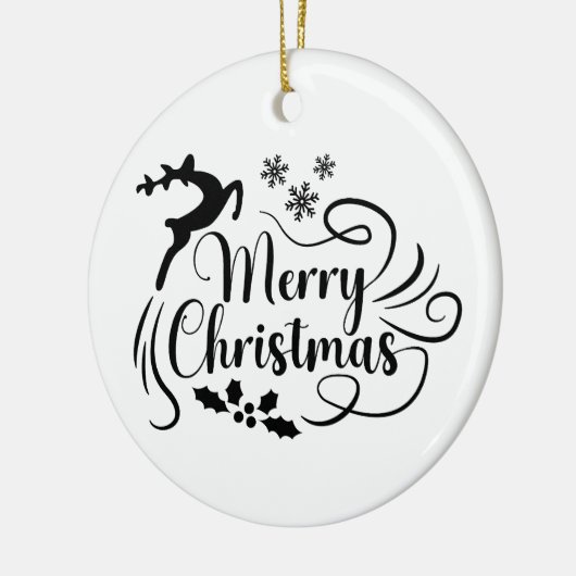 Vrolijk Kerstrendier Zwart & Wit Ornament (Links)