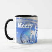 Vrolijk kerstrendieren Pristine Snowflakes Blue Mok (Links)