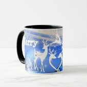 Vrolijk kerstrendieren Pristine Snowflakes Blue Mok (Voorkant links)