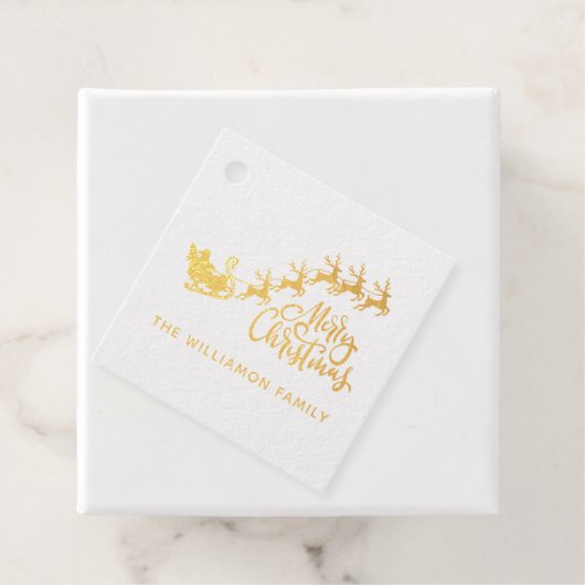 Vrolijk kerstrendiergezin bedankjes labels (Met doos)