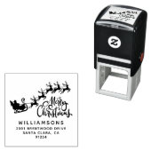 Vrolijk kerstrendiergezin zelfinktende stempel (In situ)