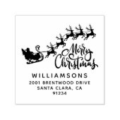 Vrolijk kerstrendiergezin zelfinktende stempel (Design)