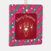 Vrolijk kerstrendierpatroon en Abstract patroon Keramisch Ornament (Rechts)