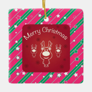 Vrolijk kerstrendierpatroon en Abstract patroon Keramisch Ornament