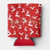 Vrolijk kerstrendierrood blikjeskoeler (Voorkant)