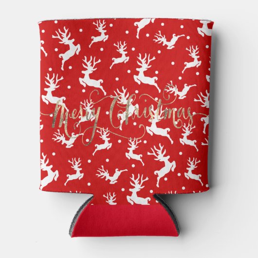 Vrolijk kerstrendierrood blikjeskoeler (Voorkant)