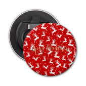 Vrolijk kerstrendierrood button flesopener (Voorkant)
