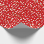 Vrolijk kerstrendierrood cadeaupapier (Hoek)