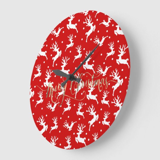 Vrolijk kerstrendierrood   grote klok (Hoek)