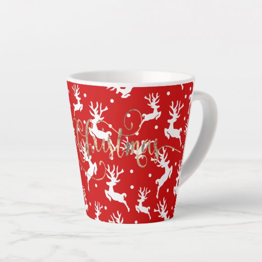 Vrolijk kerstrendierrood latte mok (Rechterhoek)